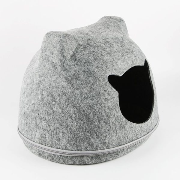 Kitty shaped felt cat cave