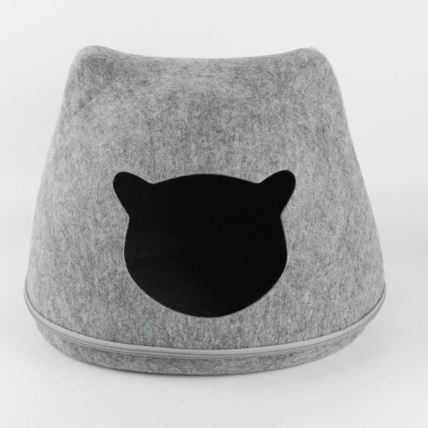 Kitty shaped felt cat cave