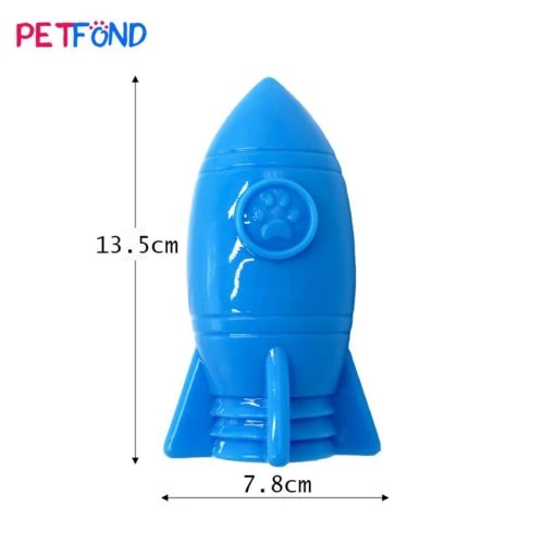 Rocket shaped treat dispenser dispensing TPR rubber dog toy manufacturer