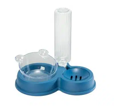 Gravity pet waterer with food bowl