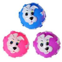 Rabbit face ball vinyl squeaky dog chew toy DCT415