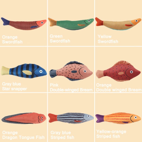 Fish catnip plush cat toy supplier