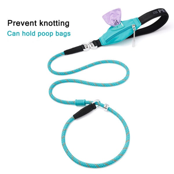 Custom P-shaped dog collar leash with poop bag dispenser