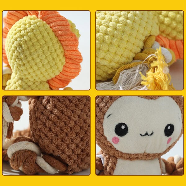 Detail of a cotton rope plush dog toy