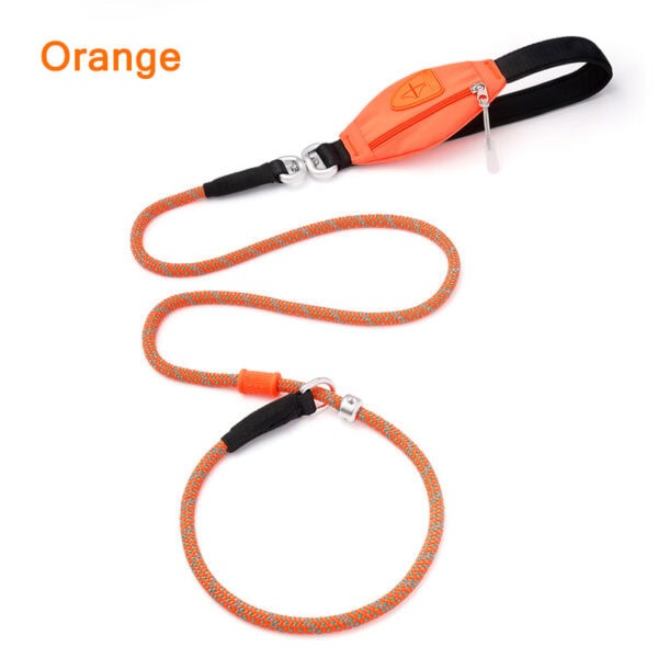 Orange P-shaped dog collar leash