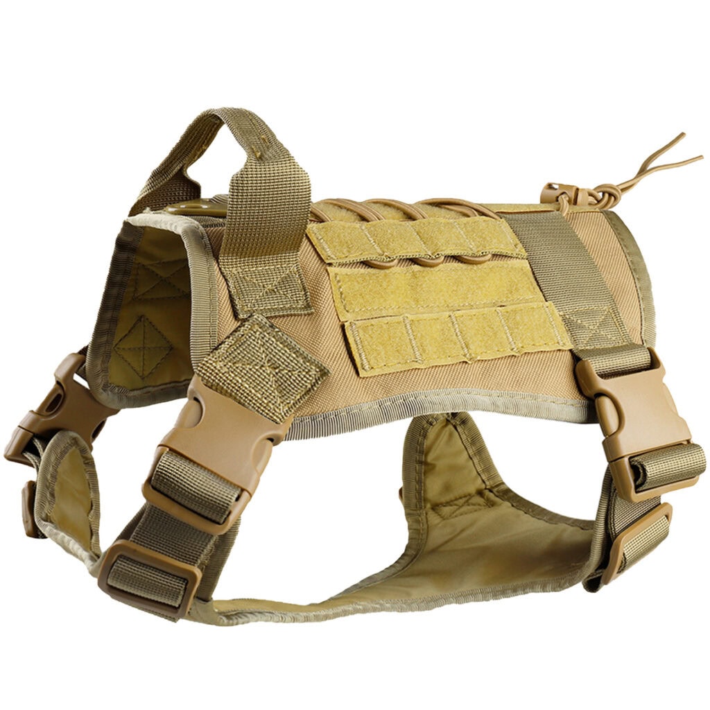 Khaki outdoor tactical dog harness