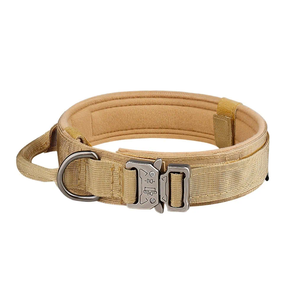 Khaki tactical dog collar