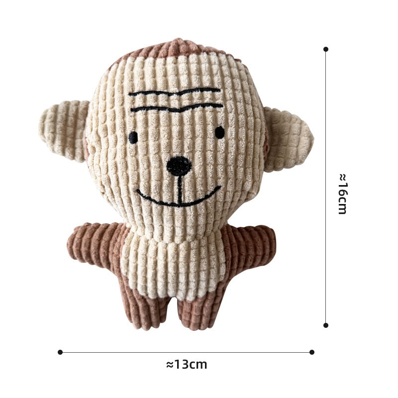 Monkey plush dog toy