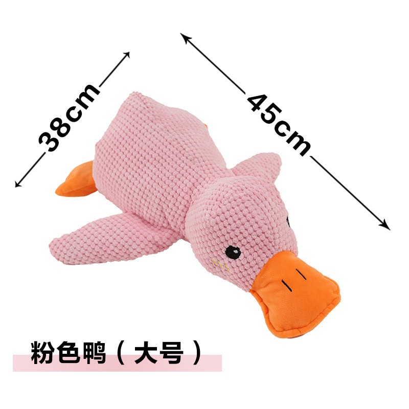 Large pink duck plush dog toy