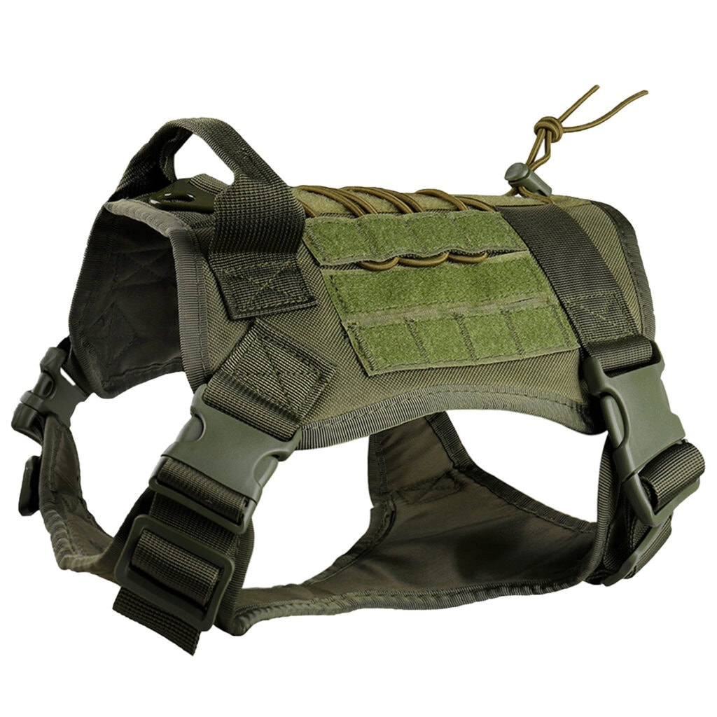 Green outdoor tactical dog harness