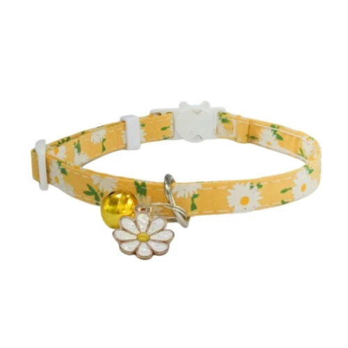 Bulk flower themed adjustable cat collar with bell