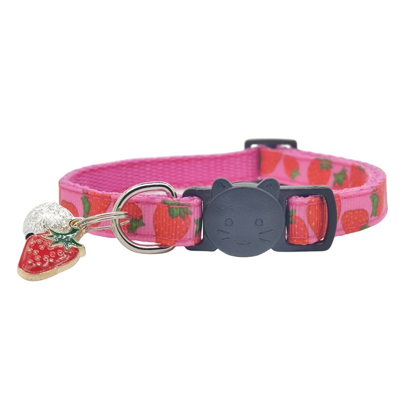 Bulk adjustable cat collar with fruit charm