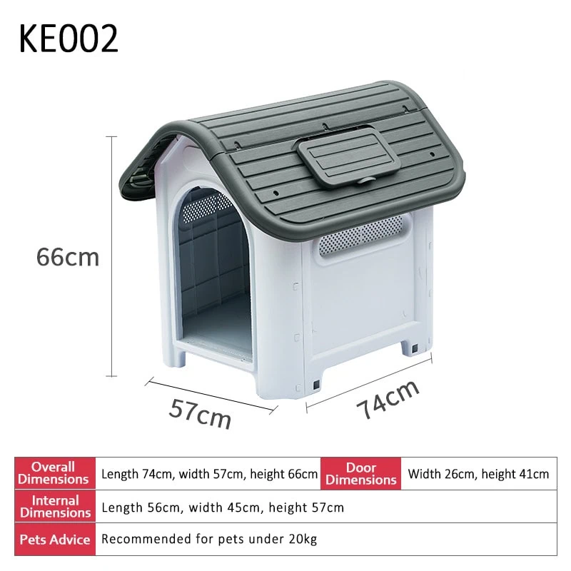 Gray plastic kennel with air vents