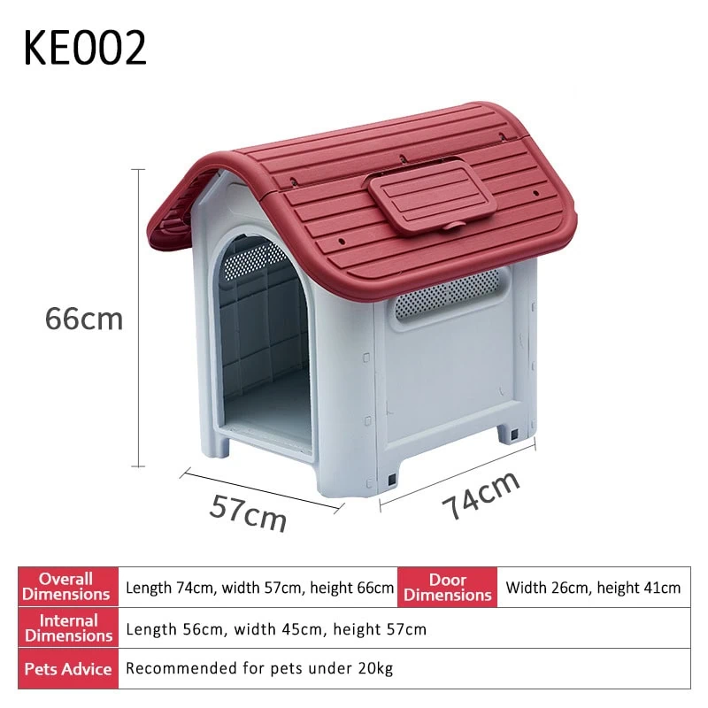 Red plastic kennel with air vents