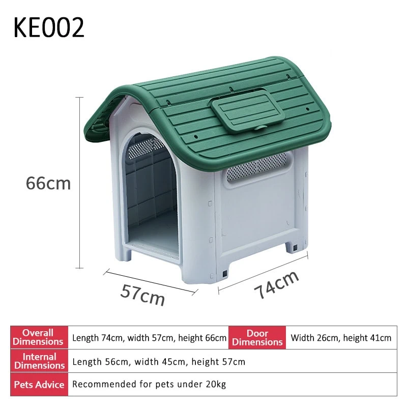 Green plastic kennel with air vents