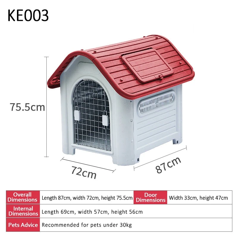 Red plastic large kennel with air vents