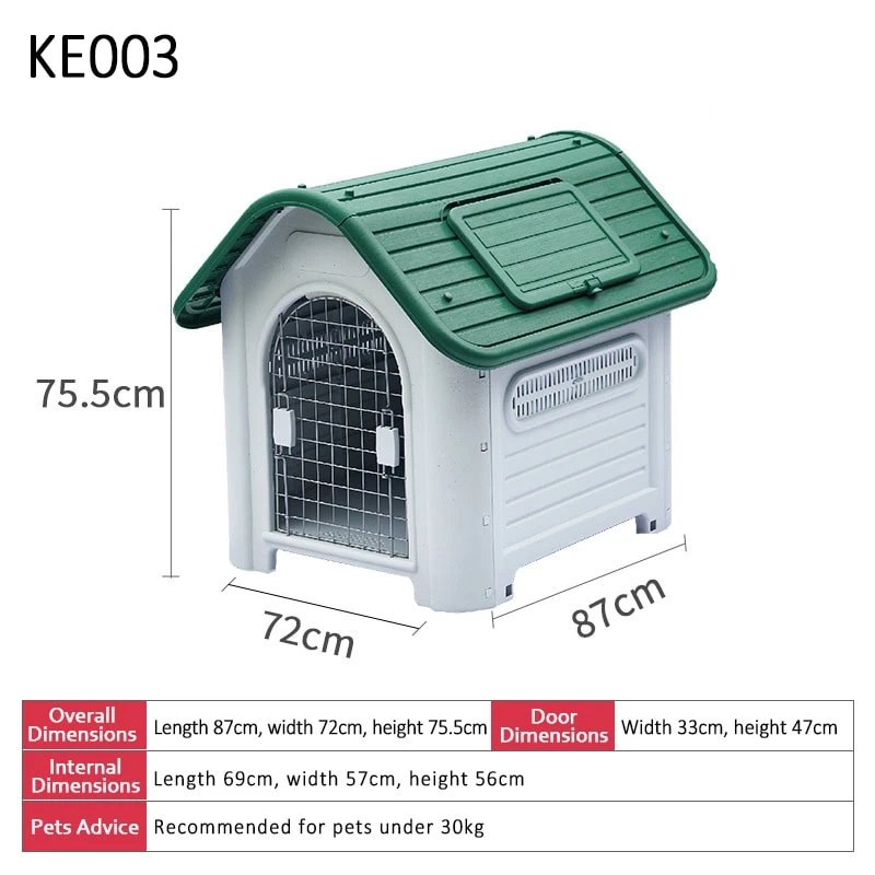 Green plastic large kennel with air vents