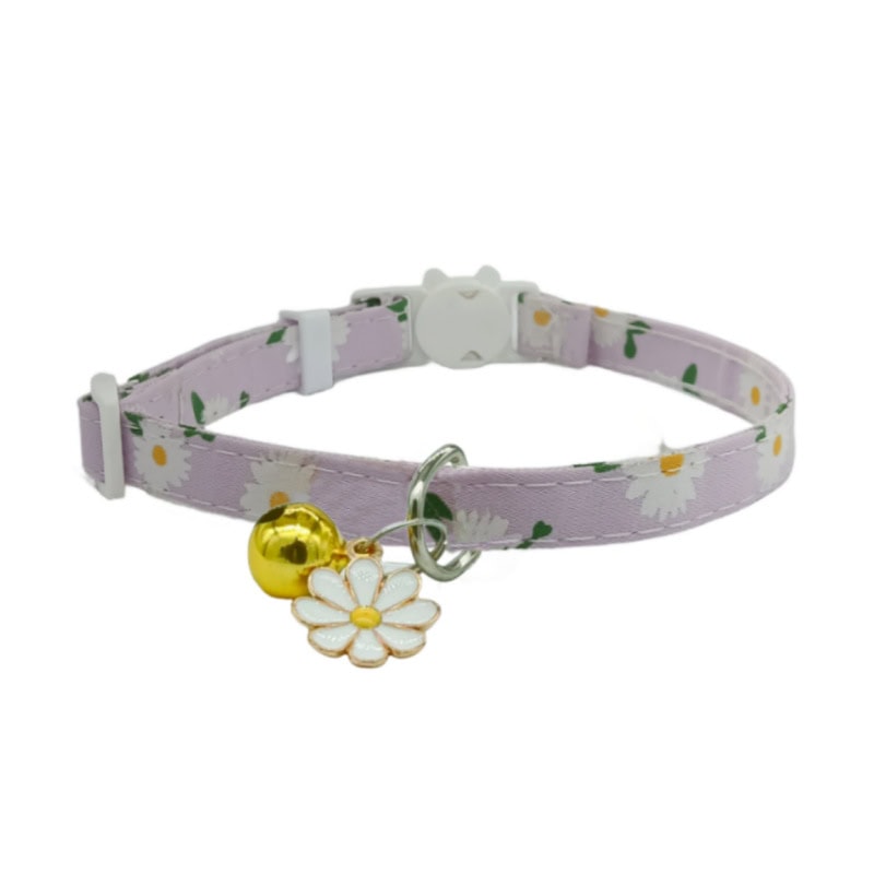 Flower themed adjustable cat collar with bell factory