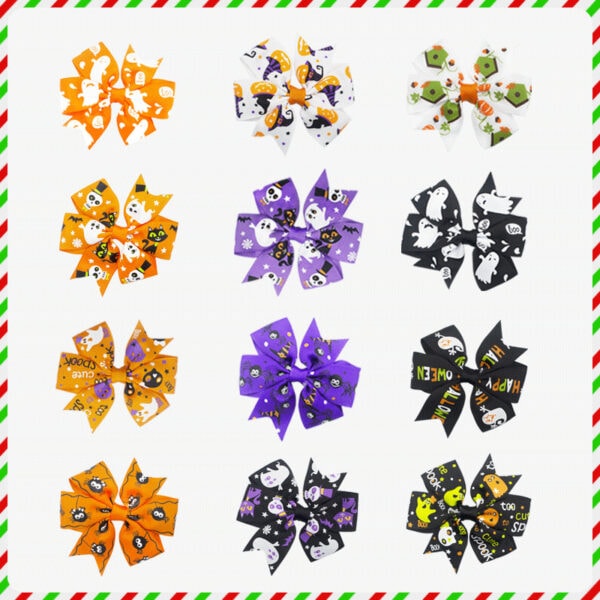 Custom Halloween themed pet hair bows