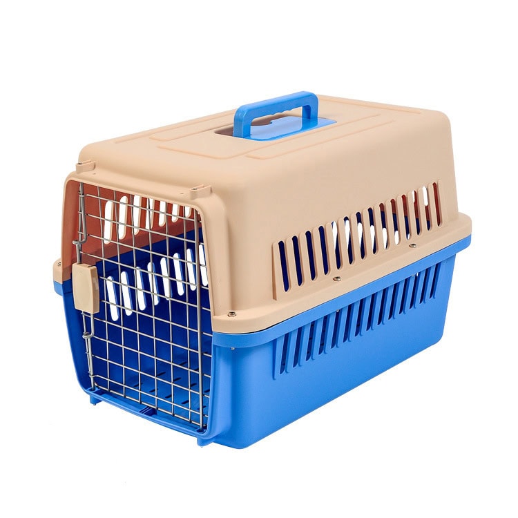 OEM blue plastic pet travel carrier