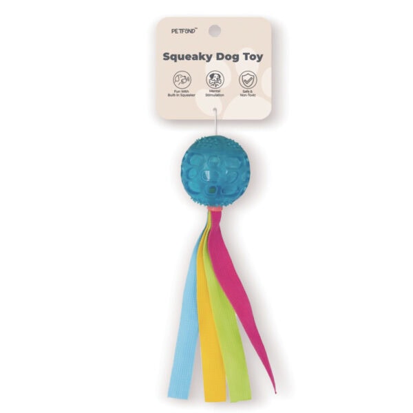 Squeaky TPR Dog Ball Toy with Tails