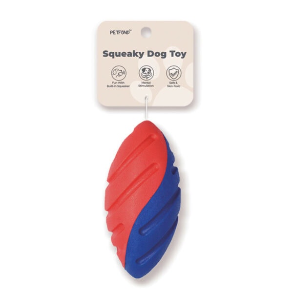Dual-Color TPR Rugby Squeaky Dog Toy