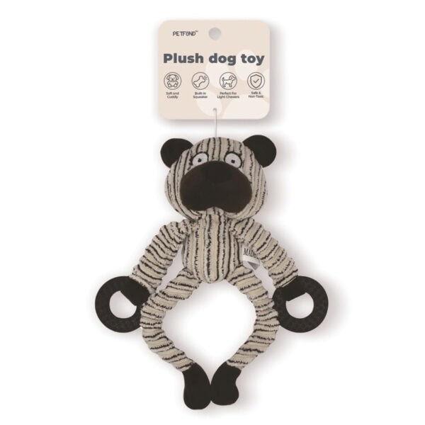Corduroy Animal Dog Toy with Rubber Rings