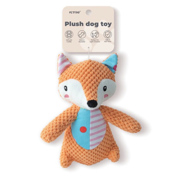 Corduroy Fox Squeaky Toy for Dogs
