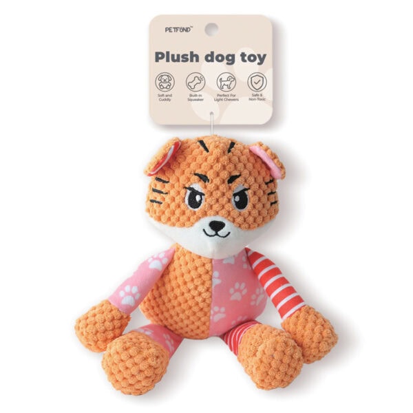 Corduroy Tiger Squeaky Toy for Dogs