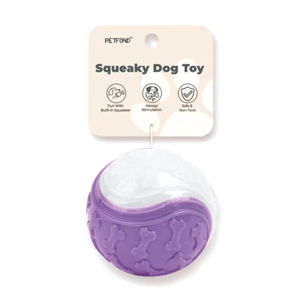 Glow-in-the-Dark TPR Squeaky Dog Ball with Bone Pattern - Medium / Large
