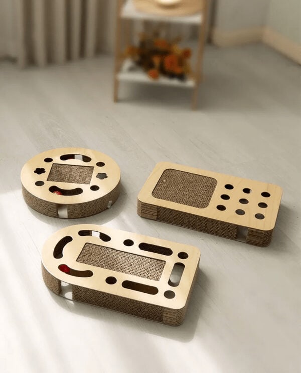 2-in-1 Cat Scratcher & Ball Track Toy - Oval