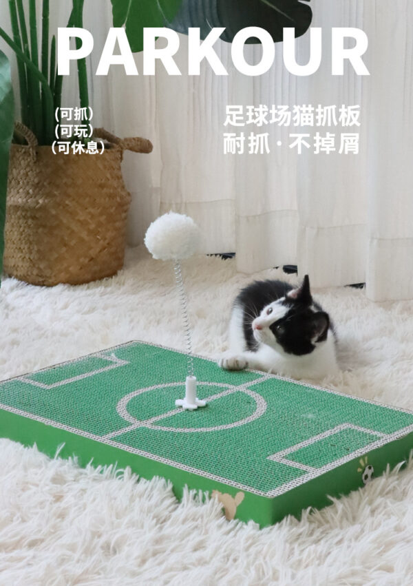 Soccer Field Cat Scratcher with Spring Toy