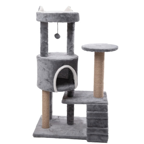 Cat Tower with Ladder, Top Perch, and Plush Hideout