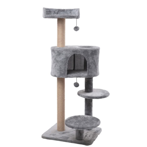 Compact Cat Tree with Round Condo and Perch Platforms