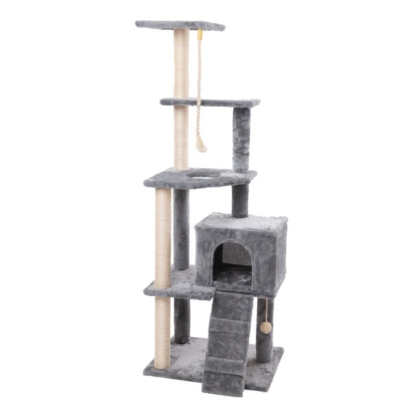 Multi-Level Cat Activity Center with Sisal Posts and Playhouse