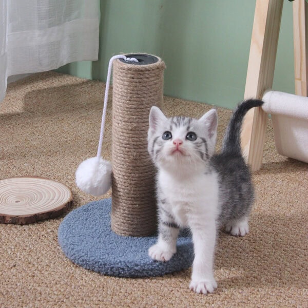 Mini Sisal Cat Scratching Post with Plush Ball Toy