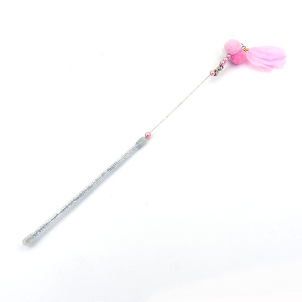 Interactive Cat Teaser Wand with Feathers and Pom Poms