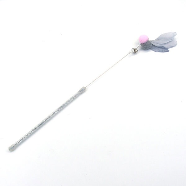 Interactive Cat Teaser Wand with Feathers and Pom Poms