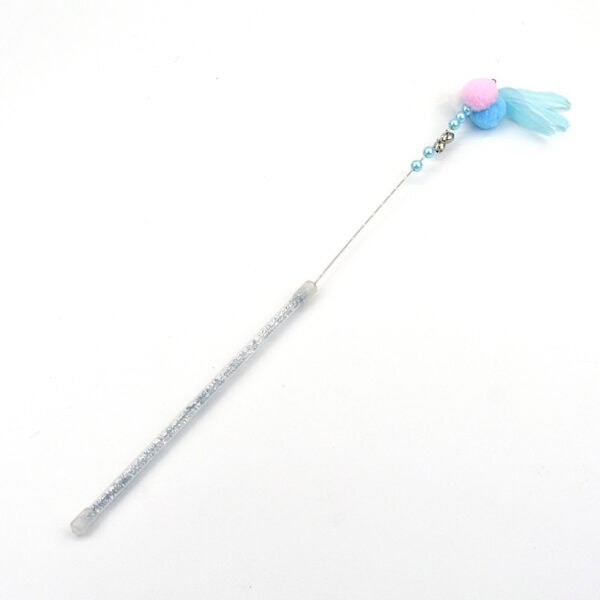 Interactive Cat Teaser Wand with Feathers and Pom Poms