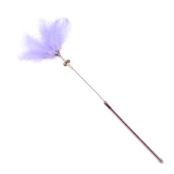 Interactive Cat Teaser Wand – Purple Feather & Bell Toy