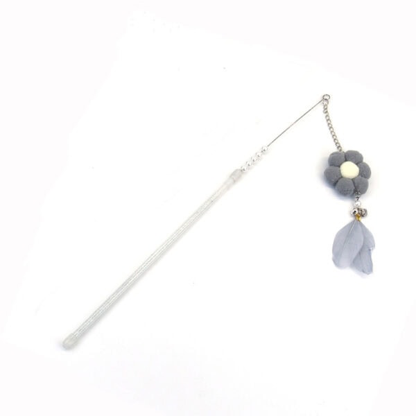 Flower Cat Teaser Wand with Feathers and Bells