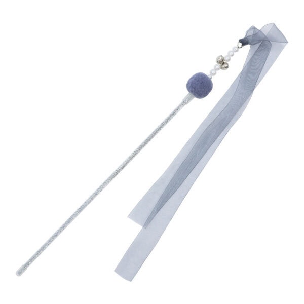 Ribbon Cat Teaser Wand with Pom Pom and Bell