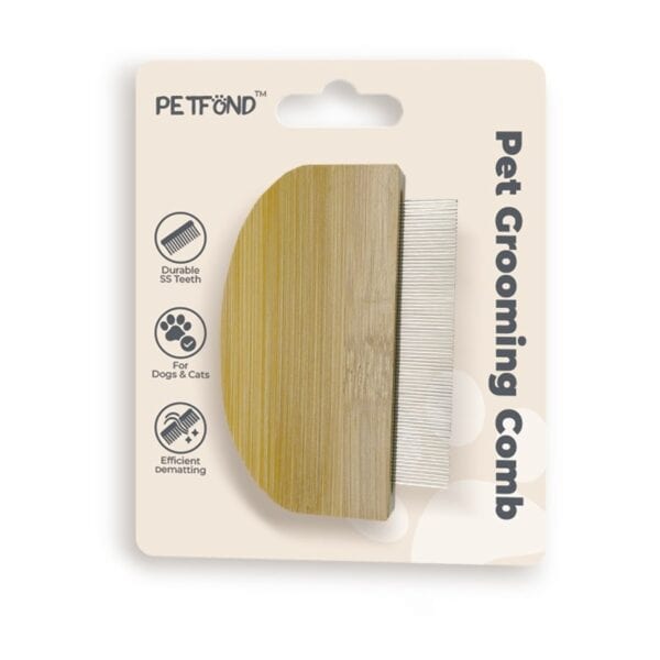Bamboo Handle Pet Grooming Comb — Dense / Sparse / High & Low Teeth