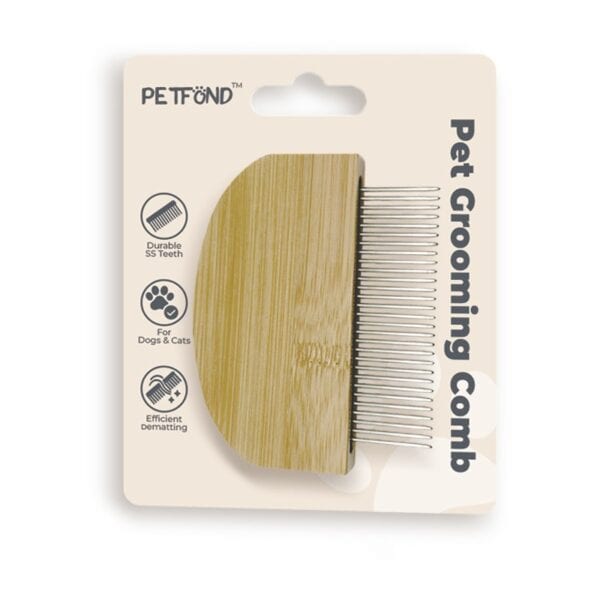 Bamboo Handle Pet Grooming Comb — Dense / Sparse / High & Low Teeth
