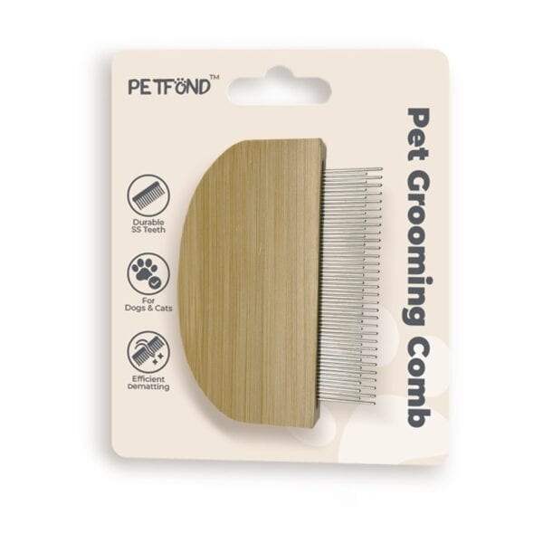 Bamboo Handle Pet Grooming Comb — Dense / Sparse / High & Low Teeth