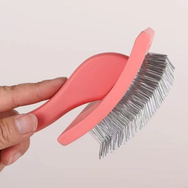 Long-pin slicker brush for long-hair pets-Plastic frame-Large