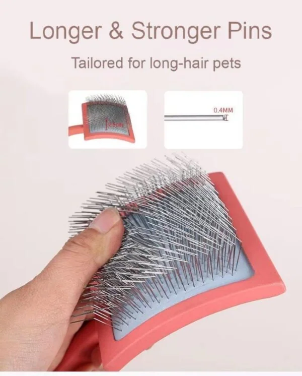 Long-pin slicker brush for long-hair pets-Plastic frame-Large