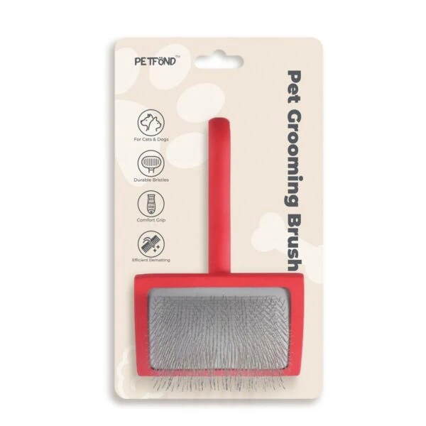 Long-pin slicker brush for long-hair pets-Soft touch wooden frame-Large