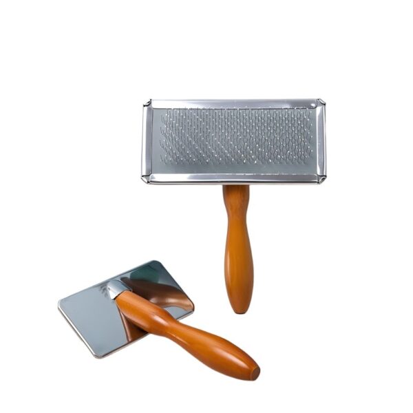 Wood grip slicker brush