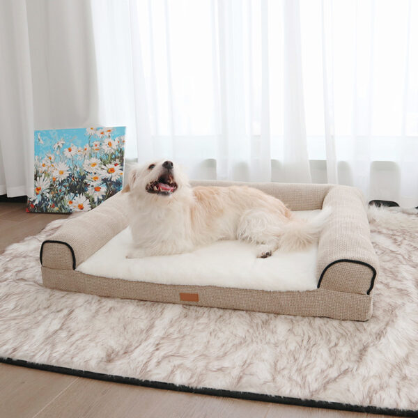 Linen & Shearling Bolster Lounger Pet Bed